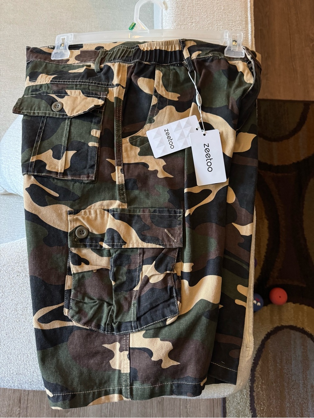 Camo Cargo Shorts with Utility Pockets - Green/Tan/Black